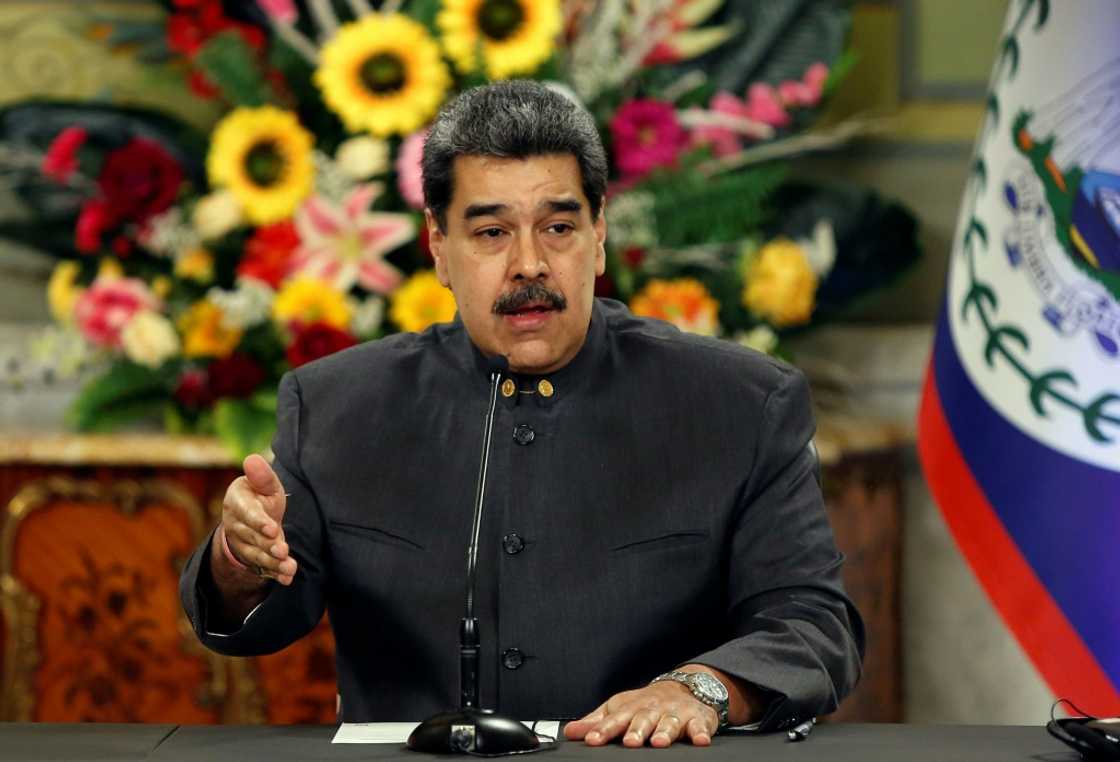 Venezuelan President Nicolas Maduro speaks at the Miraflores Palace in Caracas on November 25, 2022