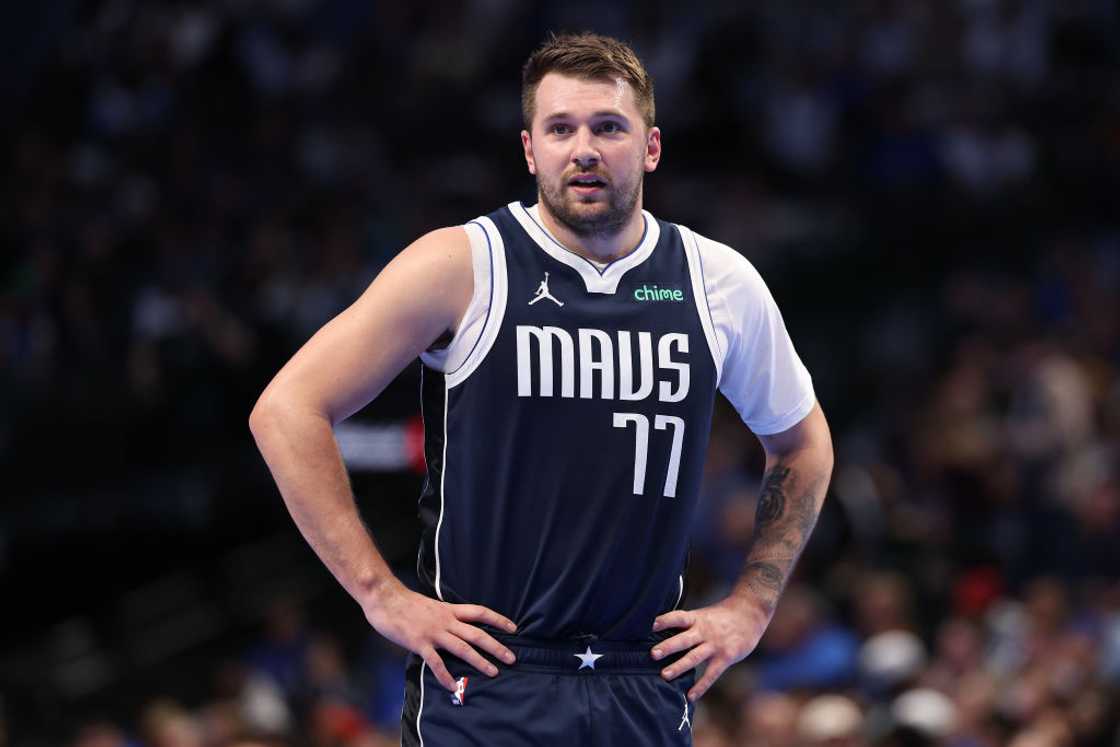 Luka Doncic in a Mavericks jersey Luka Doncic in a Mavericks jersey