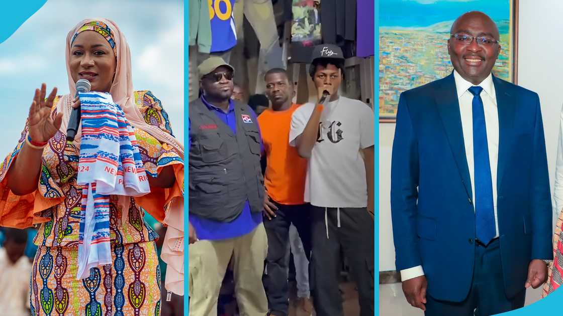 Samira Bawumia, Kweku Flick, Mahamudu Bawumia, 2024 Ghana election, Kumasi, Ashanti Region Samira Bawumia, Kweku Flick, Mahamudu Bawumia, 2024 Ghana election, Kumasi, Ashanti Region