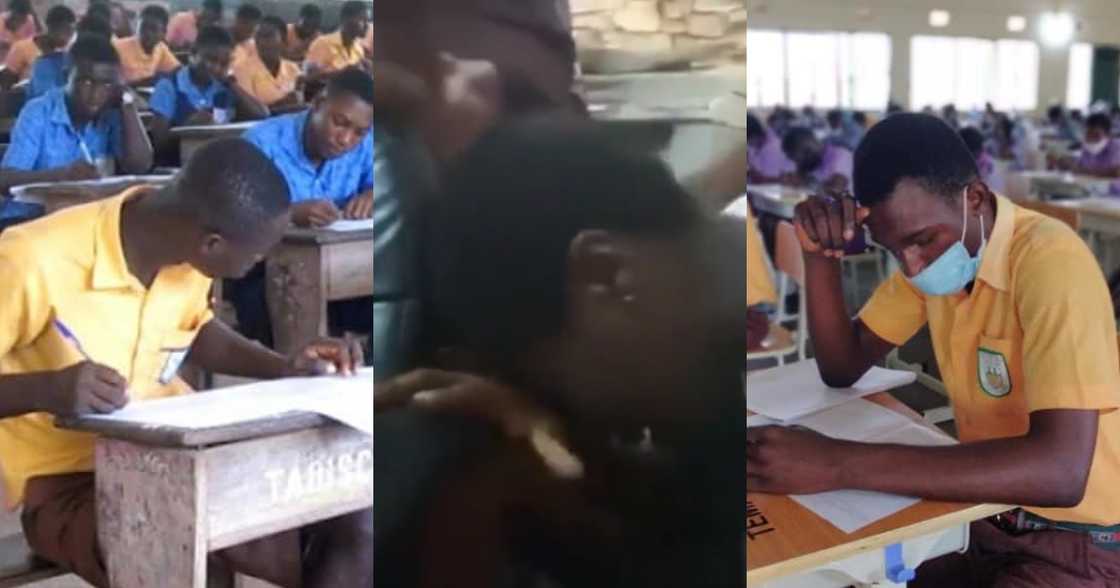 "Mon checki biom" - JHS graduate cries in video as BECE slip produces '3ka aba fie' results