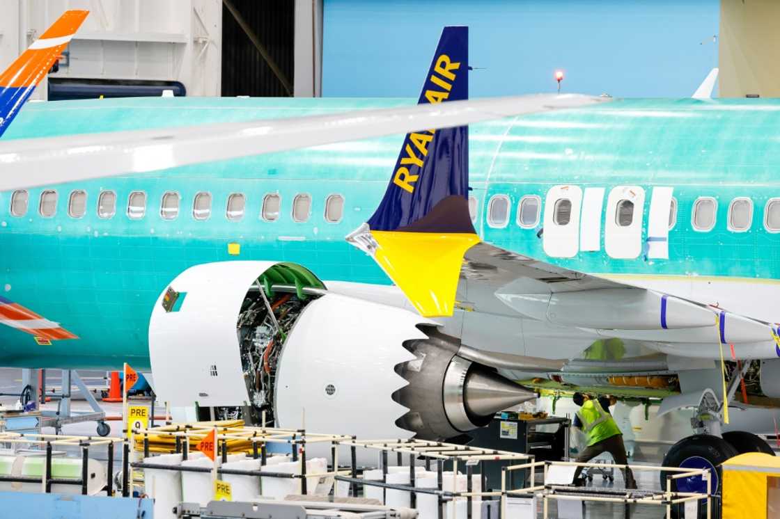 Boeing 737 MAX jets are seen under construction at the aeronautics giant's plant in Renton, Washington