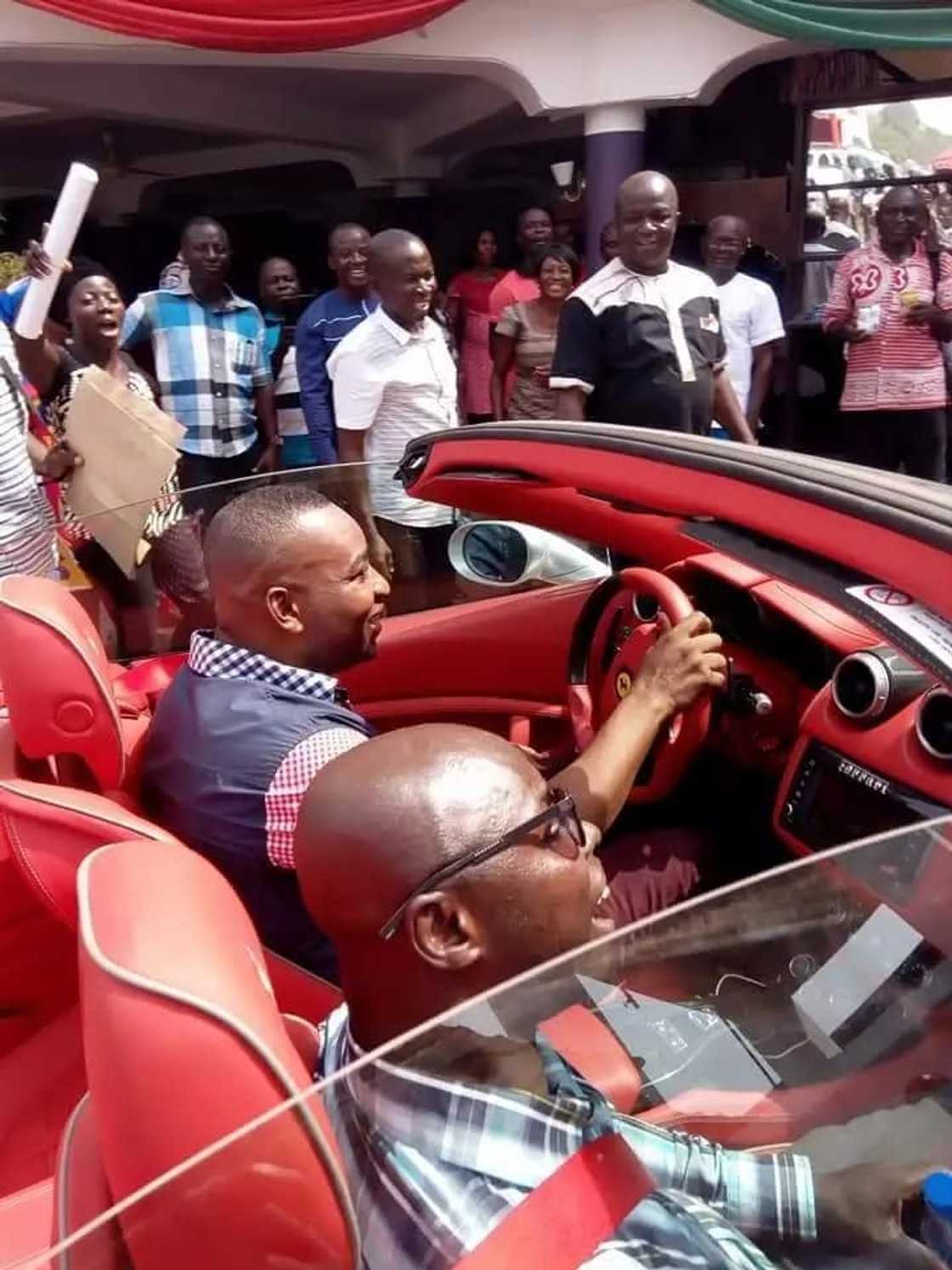 Ashanti Regional NPP Chairman, Bernard Antwi Boasiako aka Chairman Wontumi has been spotted cruising in a Ferrari Ashanti Regional NPP Chairman, Bernard Antwi Boasiako aka Chairman Wontumi has been spotted cruising in a Ferrari