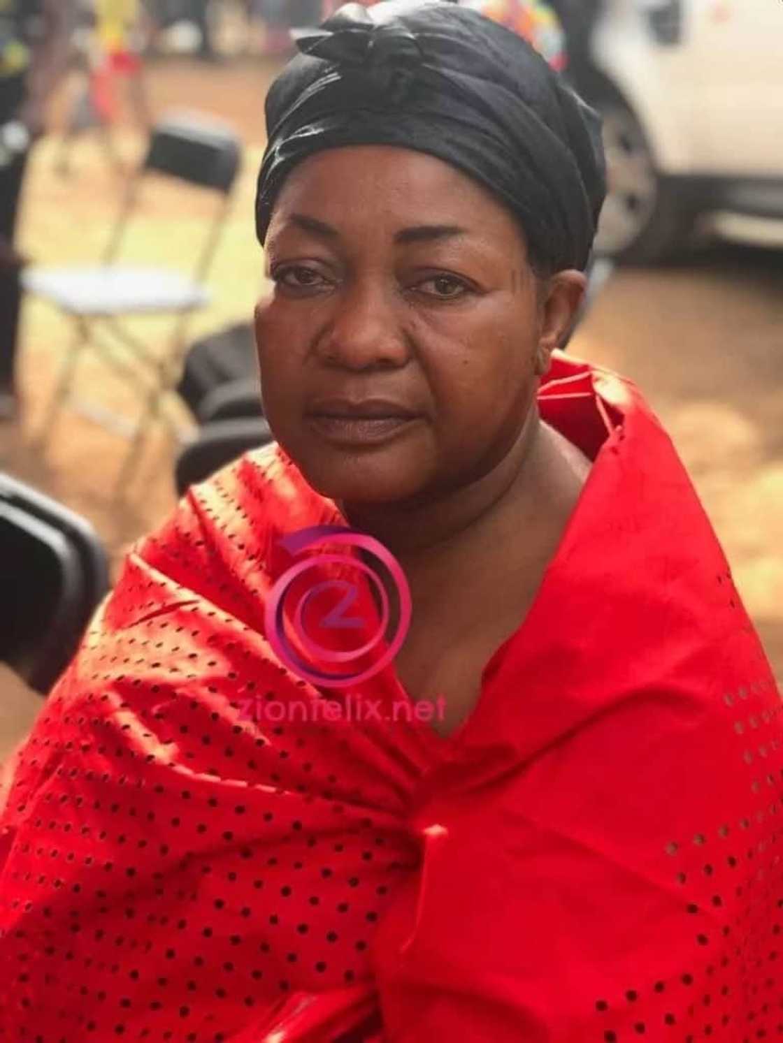 Christiana Awuni wearing traditional black and red funeral cloth Christiana Awuni wearing traditional black and red funeral cloth