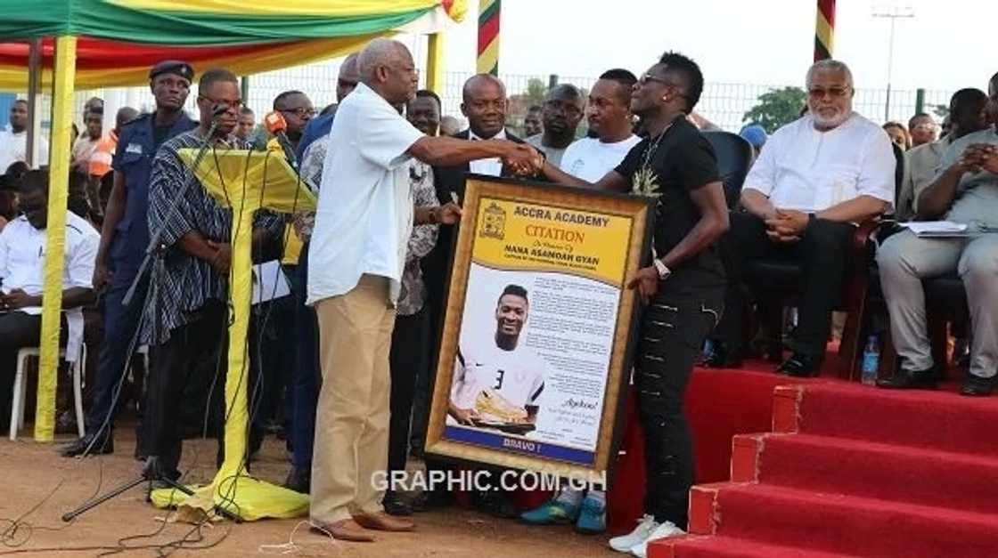 Asamoah Gyan commissions mega sports complex for alma mater Accra Academy Asamoah Gyan commissions mega sports complex for alma mater Accra Academy