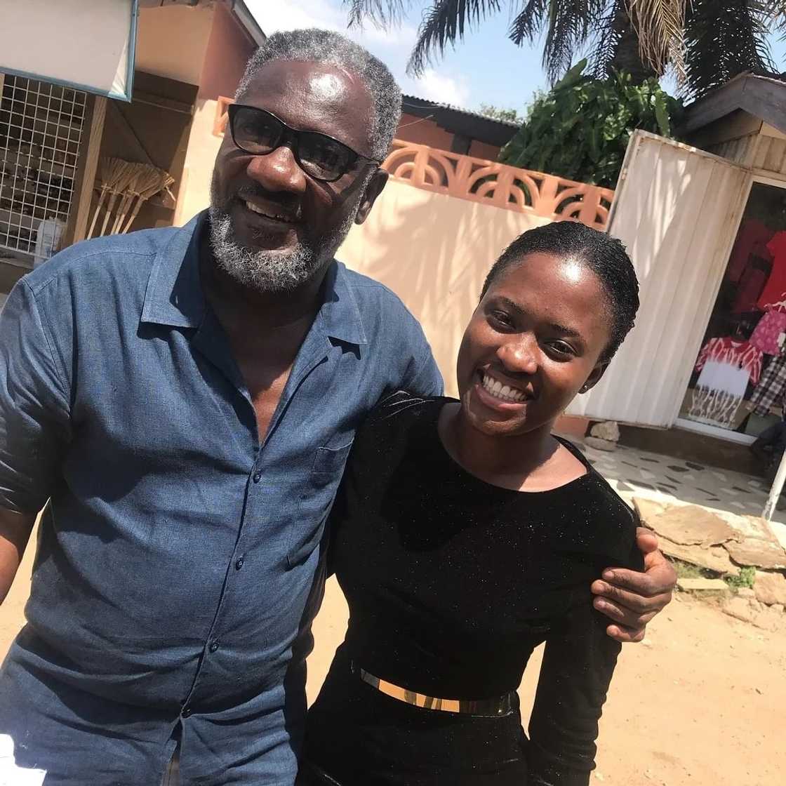 Fella Makafui hangs out with Ebony’s Daddy after the one-week memorial service