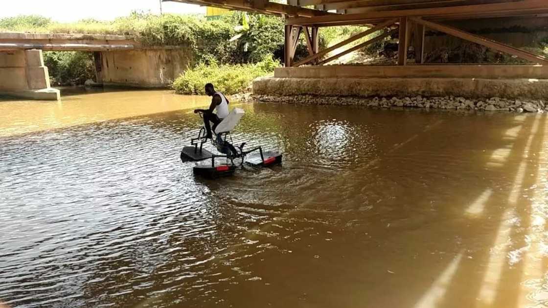 Ghanaian student builds bicycle meant for water Ghanaian student builds bicycle meant for water
