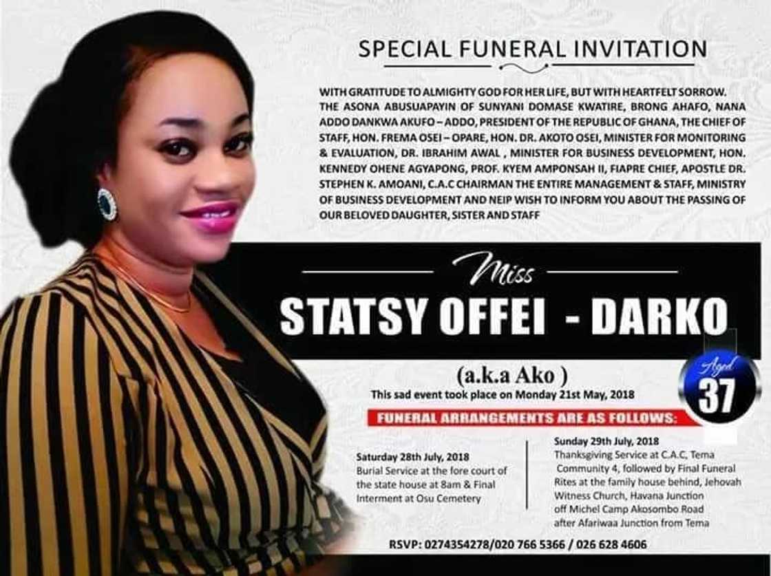 Stacy Offei-Darko's funeral posters pop up; to be buried on July 28