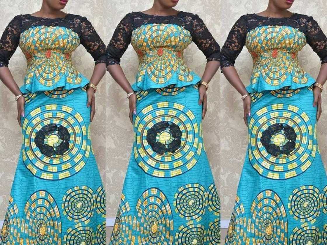 ankara and cord lace combination styles
ankara mixed with lace styles
trendy ankara and lace styles