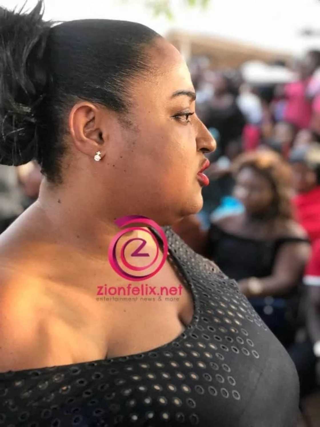 A side shot of Kumawood actress, Matilda Asare in funeral clothing