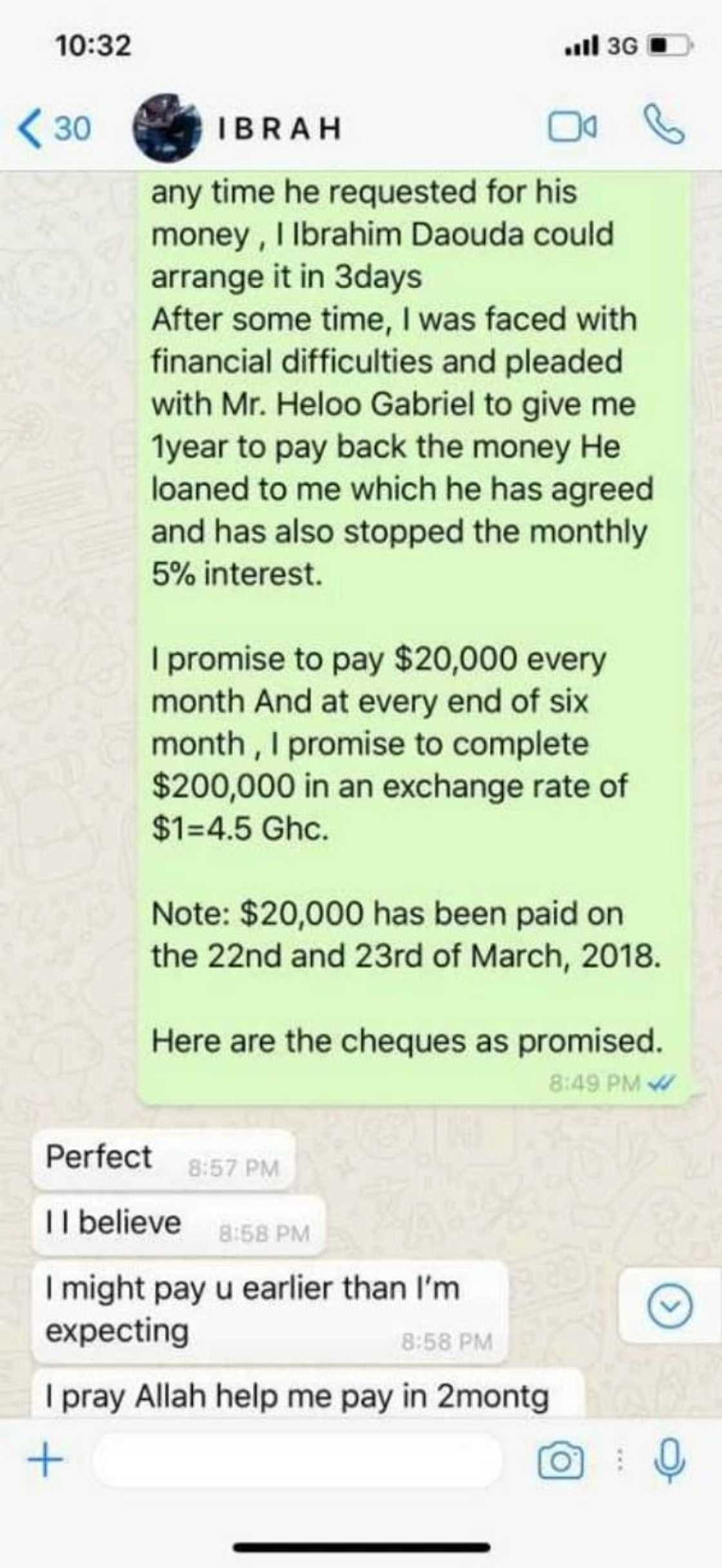 'Leaked' Whatsapp chats suggest Ibrah owes Heloo $400k 'Leaked' Whatsapp chats suggest Ibrah owes Heloo $400k