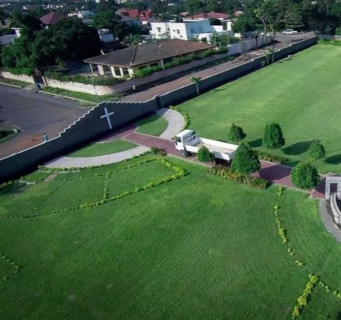 Aerial view of a cemetary