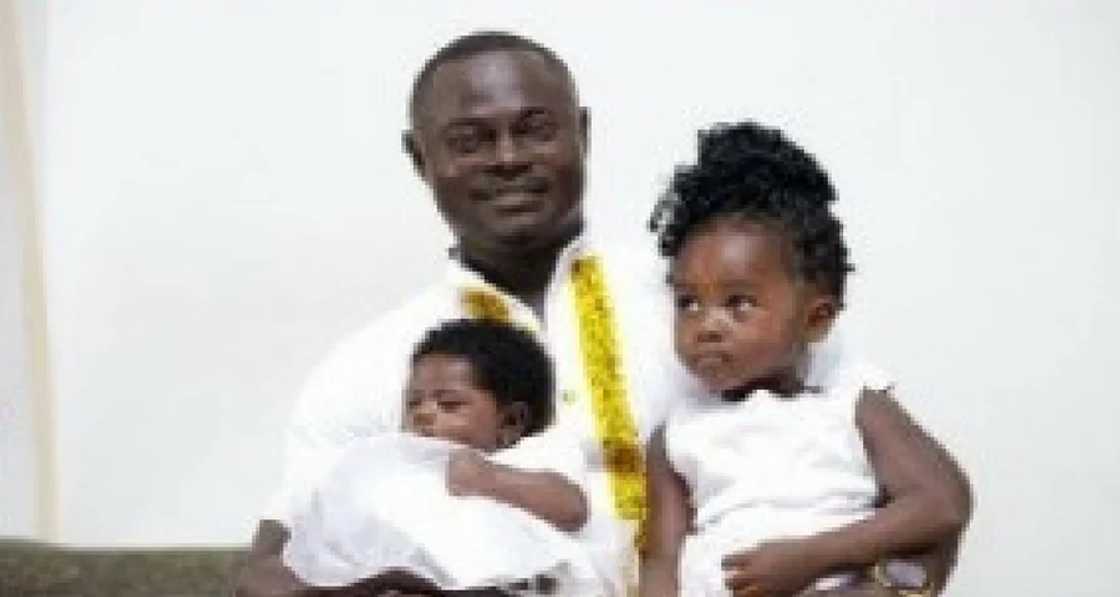 Odartey Lamptey with his "biological" children Odartey Lamptey with his "biological" children