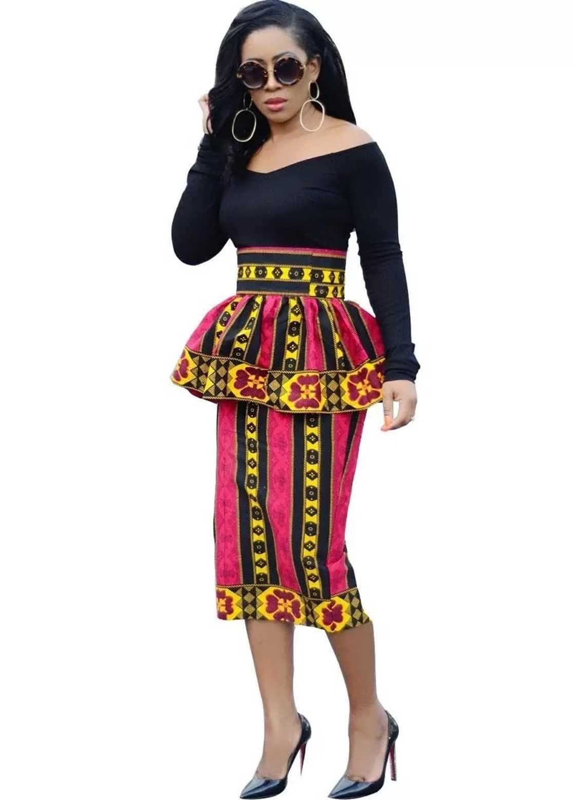 african print peplum skirts