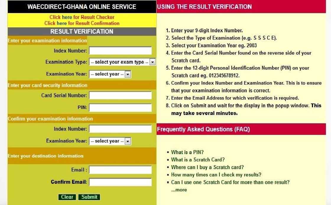 What is my WAEC Ghana index number?