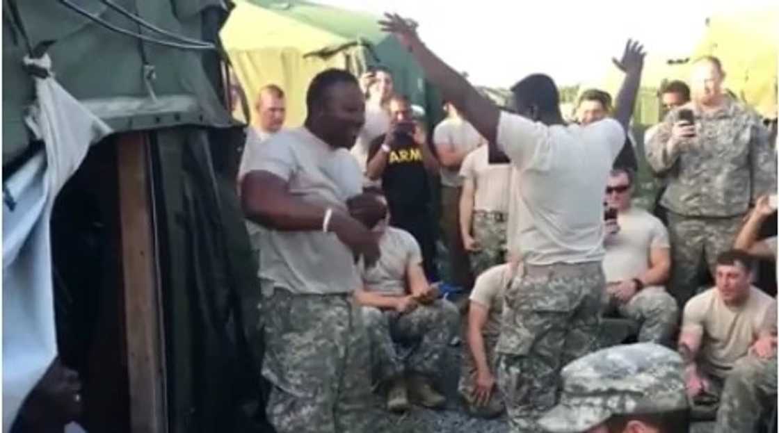 Video: Ghanaian soldiers in US Army perform "Jama" songs for colleagues Video: Ghanaian soldiers in US Army perform "Jama" songs for colleagues