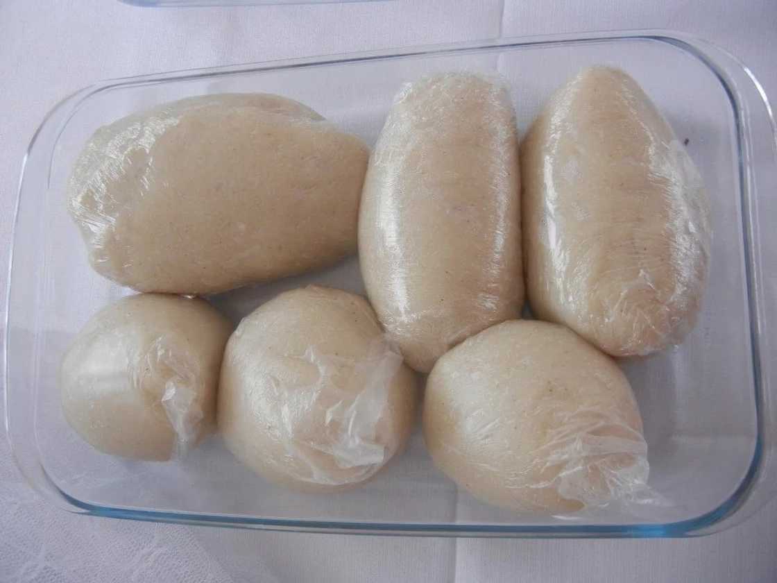 Banku made with corn dough Banku made with corn dough