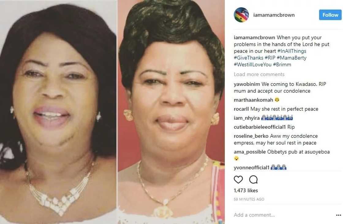 Nana Ama McBrown shares photo of deceased "mum" on social media Nana Ama McBrown shares photo of deceased "mum" on social media