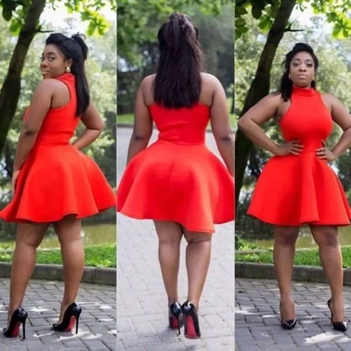 Moesha wearing a red dress