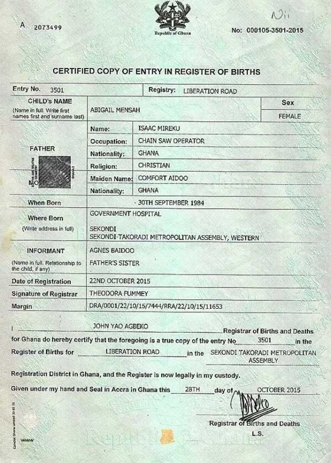 Biometric birth certificate in Ghana Biometric birth certificate in Ghana