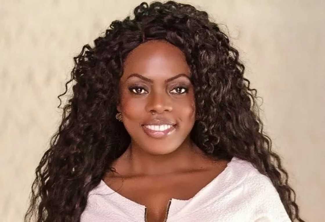 Nana Aba Anamoah wearing a white dress Nana Aba Anamoah wearing a white dress