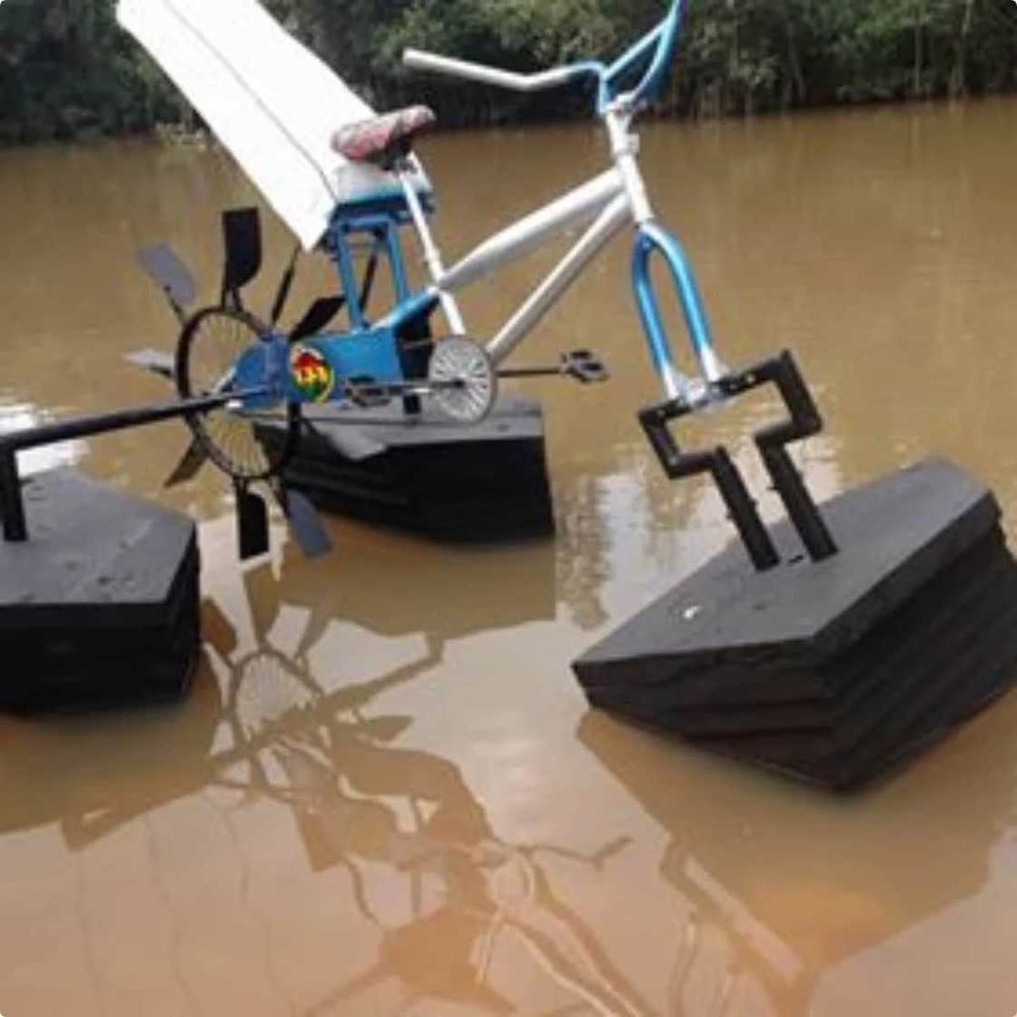 Ghanaian student builds bicycle meant for water Ghanaian student builds bicycle meant for water