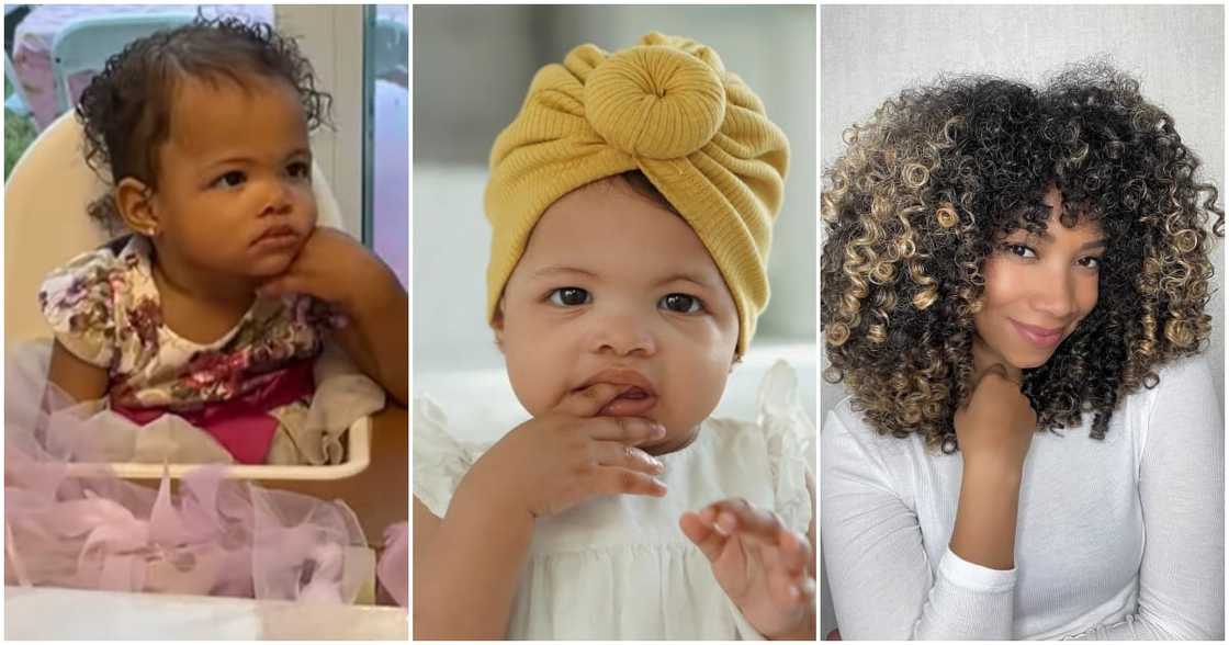 Amira Mae (l) shows how unimpressed was during her birthday and her gorgeous mum (r).