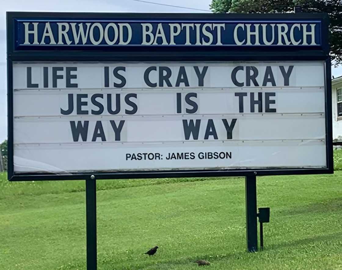 Funny church sign for Hardwood Baptist Church