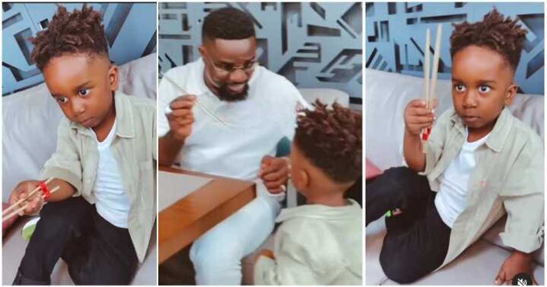 Sarkodie spends time with his son. Sarkodie spends time with his son.