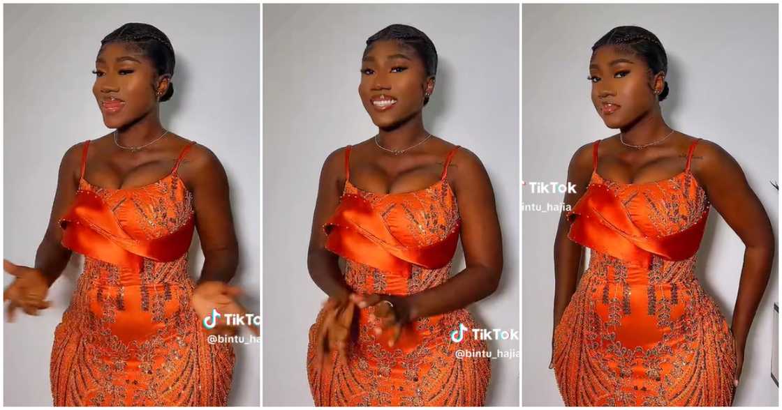 Hajia Bintu dazzles in an orange corset