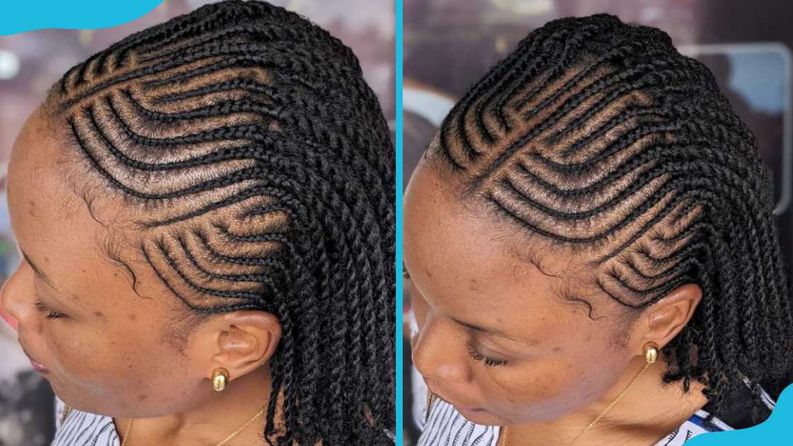 Cornrow twists with centre part