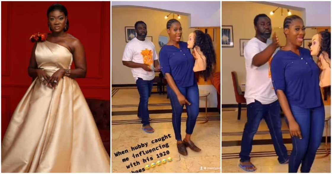 Mercy Johnson wears hubby's shoes Mercy Johnson wears hubby's shoes