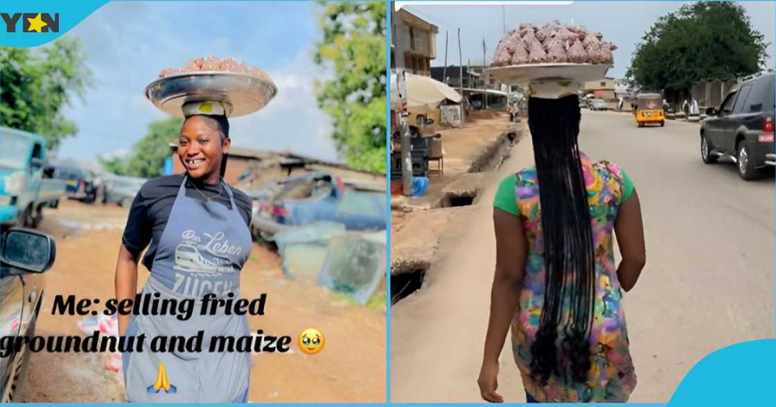 Photo of a Ghanaian lady selling her items on the streets.