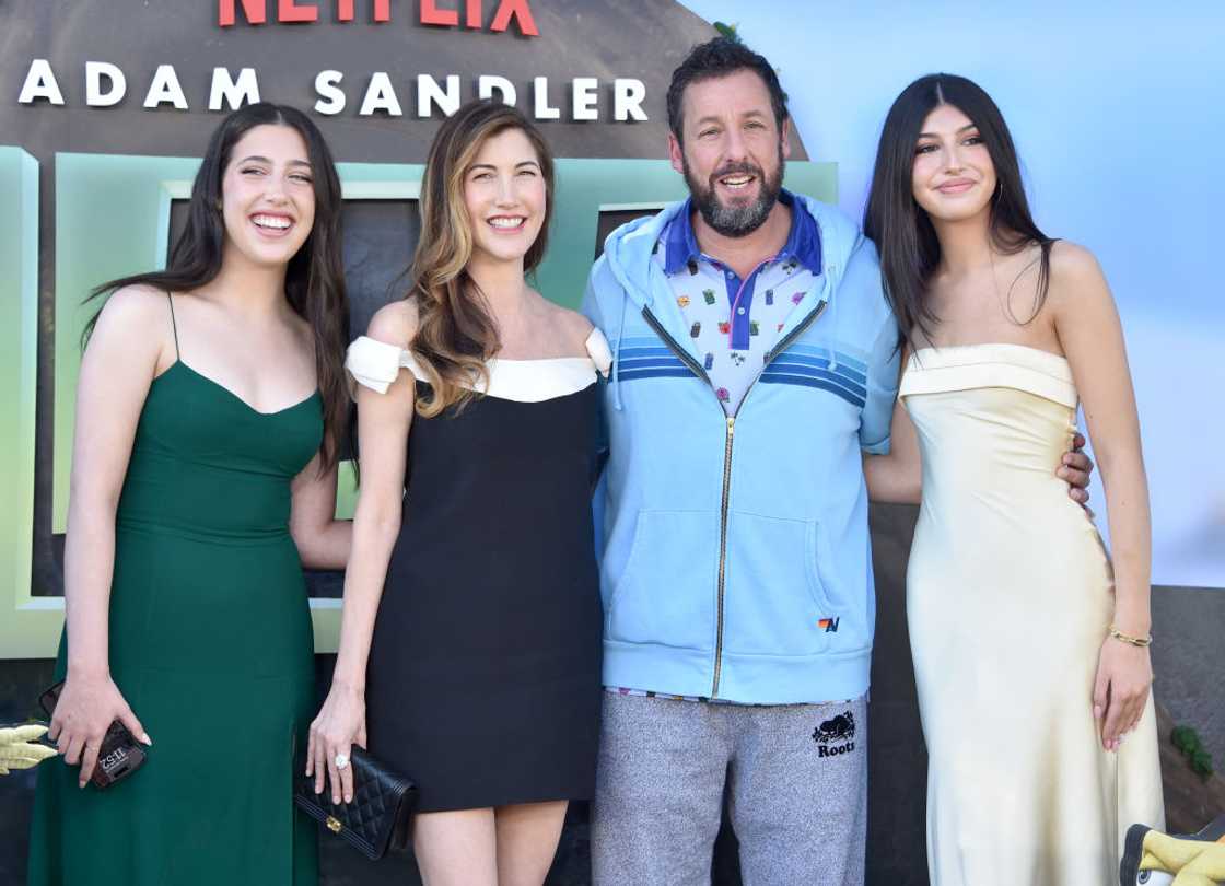 From (L-R) Sadie, Jackie, Adam Sandler, and Sunny at the premiere of "Leo" in Los Angeles