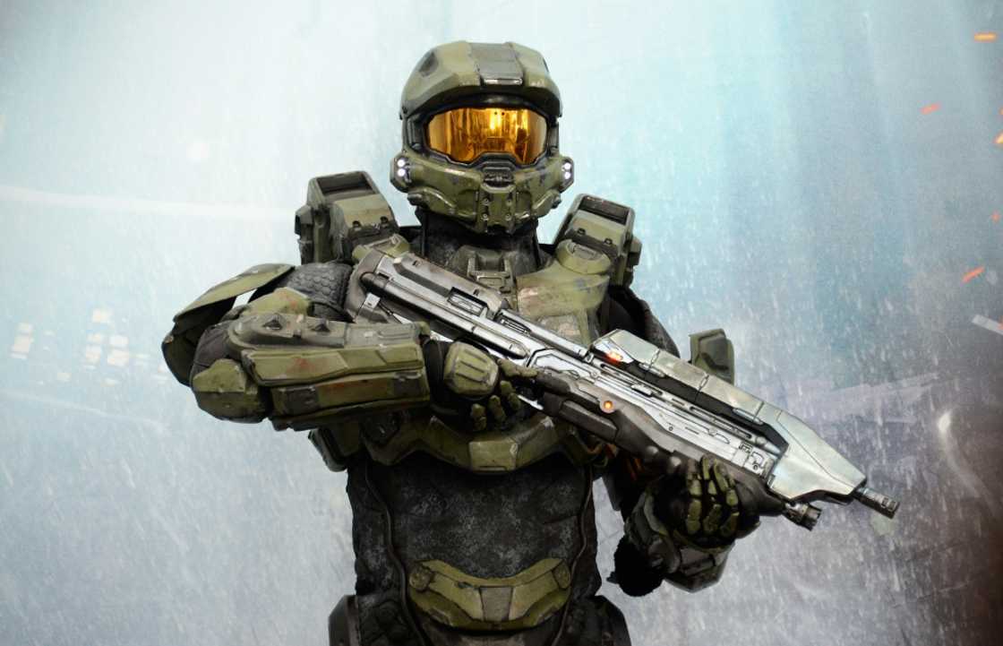 Only the toughest will survive: A character from the video game 'HALO 4' at a Los Angeles gaming conference