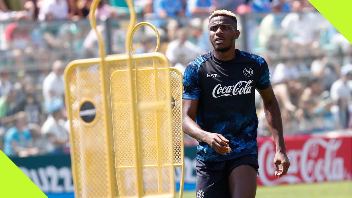 Victor Osimhen training with Napoli during his final days at the club. Victor Osimhen training with Napoli during his final days at the club.