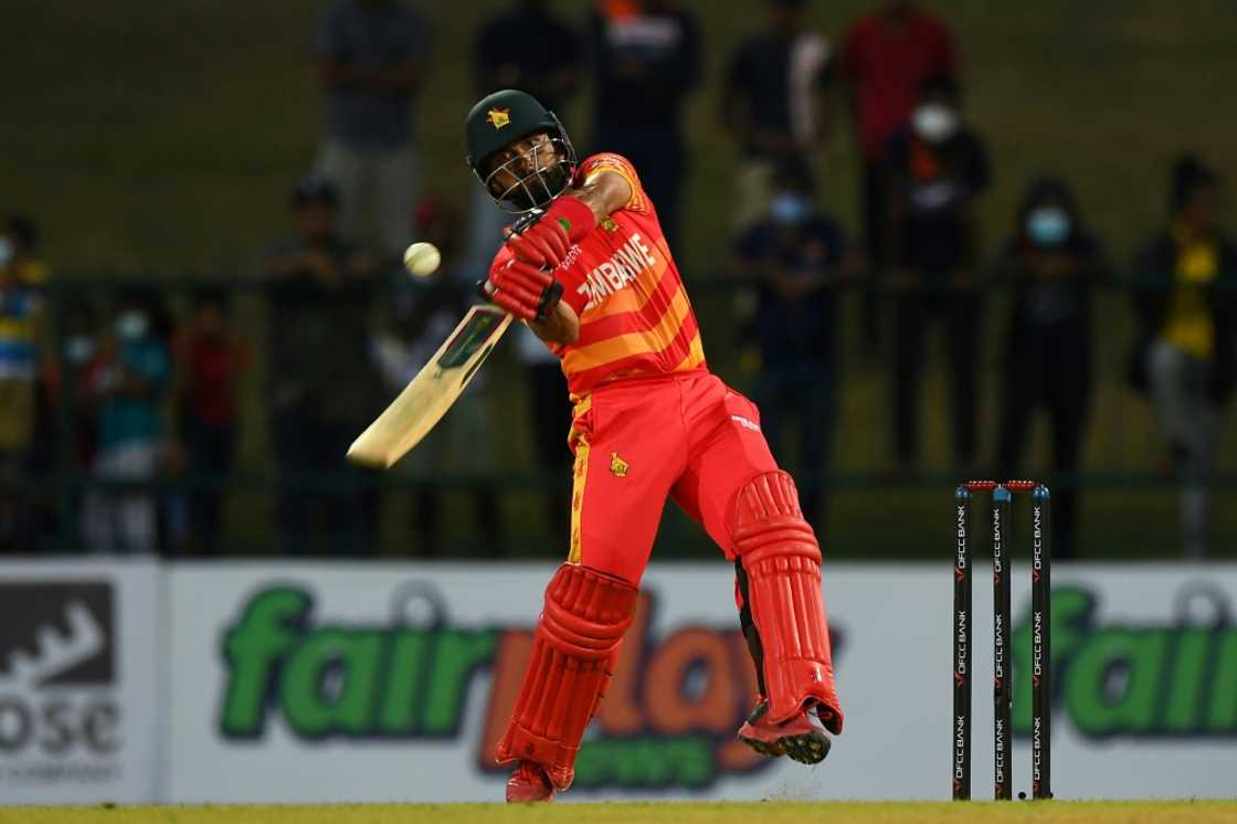 Sikandar Raza of Zimbabwe plays a shot during a one-day international against Sri Lanka in Kandy on January 18, 2022. Sikandar Raza of Zimbabwe plays a shot during a one-day international against Sri Lanka in Kandy on January 18, 2022.