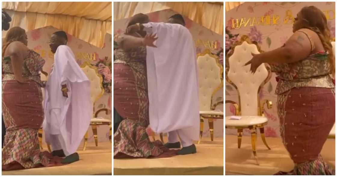 Video shows plus-size bride in long dress dancing hard on a spot with her petite groom Video shows plus-size bride in long dress dancing hard on a spot with her petite groom