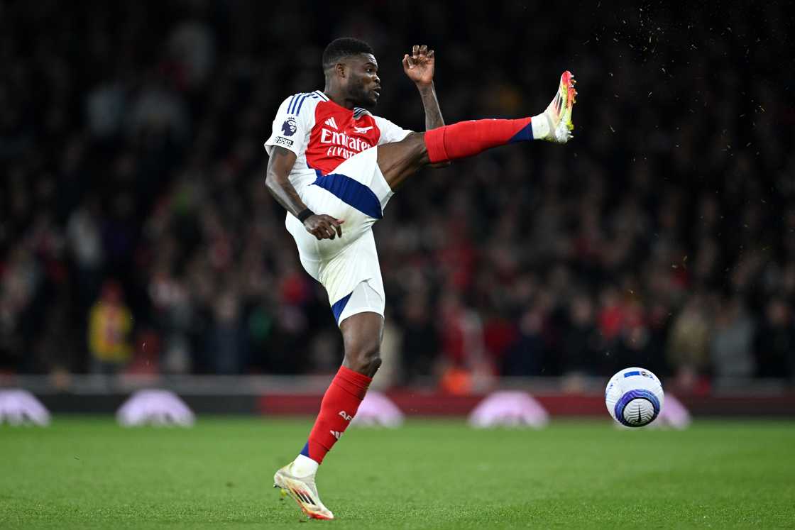 Thomas Partey of Arsenal during the Premier League match between Arsenal FC and Fulham FC at Emirates Stadium on April 01, 2025 in London, England Thomas Partey of Arsenal during the Premier League match between Arsenal FC and Fulham FC at Emirates Stadium on April 01, 2025 in London, England
