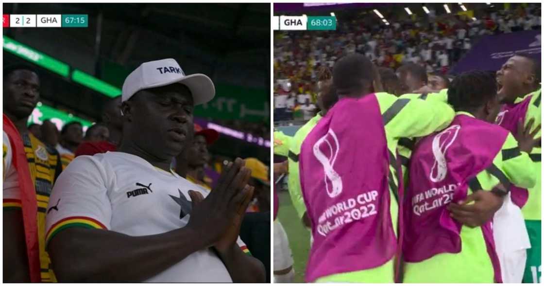 A Ghanaian supporter praying minutes before Ghana scored against South Korea in the World Cup A Ghanaian supporter praying minutes before Ghana scored against South Korea in the World Cup