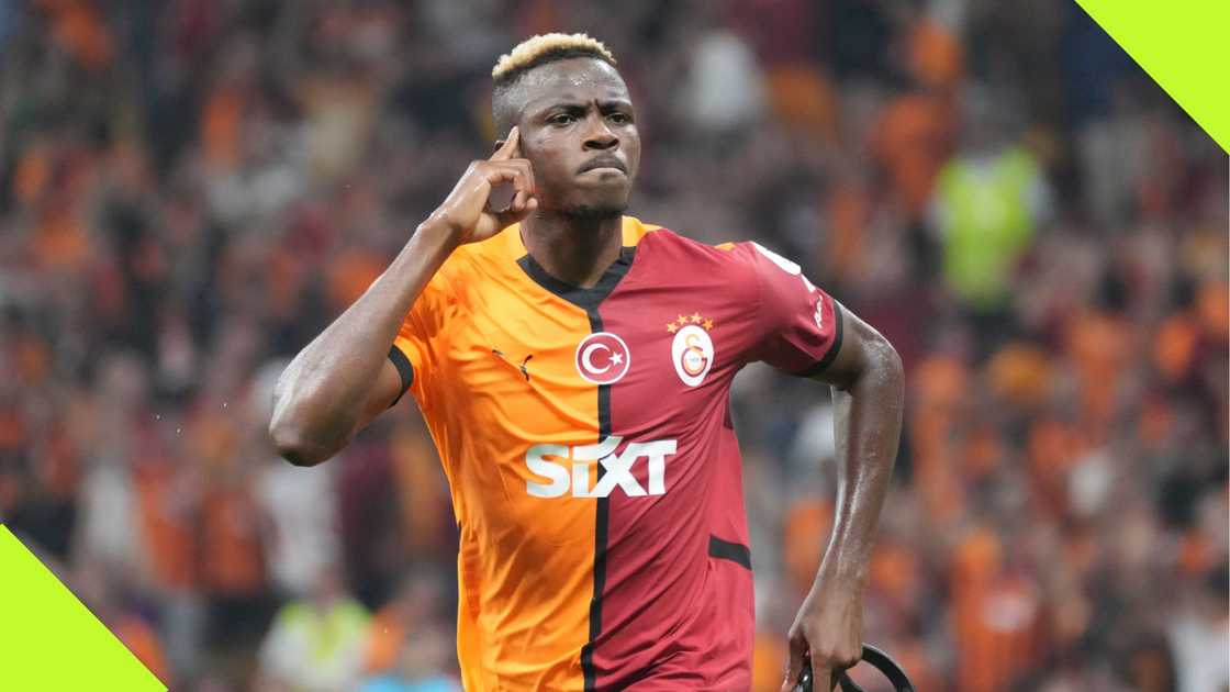 Victor Osimhen celebrates his first goal for Galatasaray against Kasimpasa.