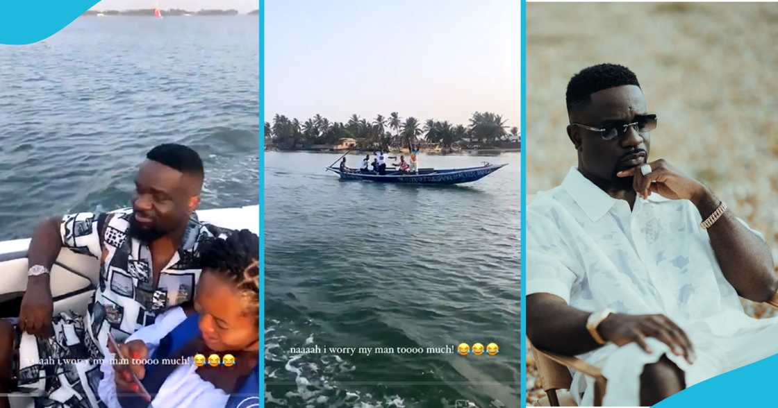 Sarkodie Cruises On Speed Boat With His Wife, Fans React: 