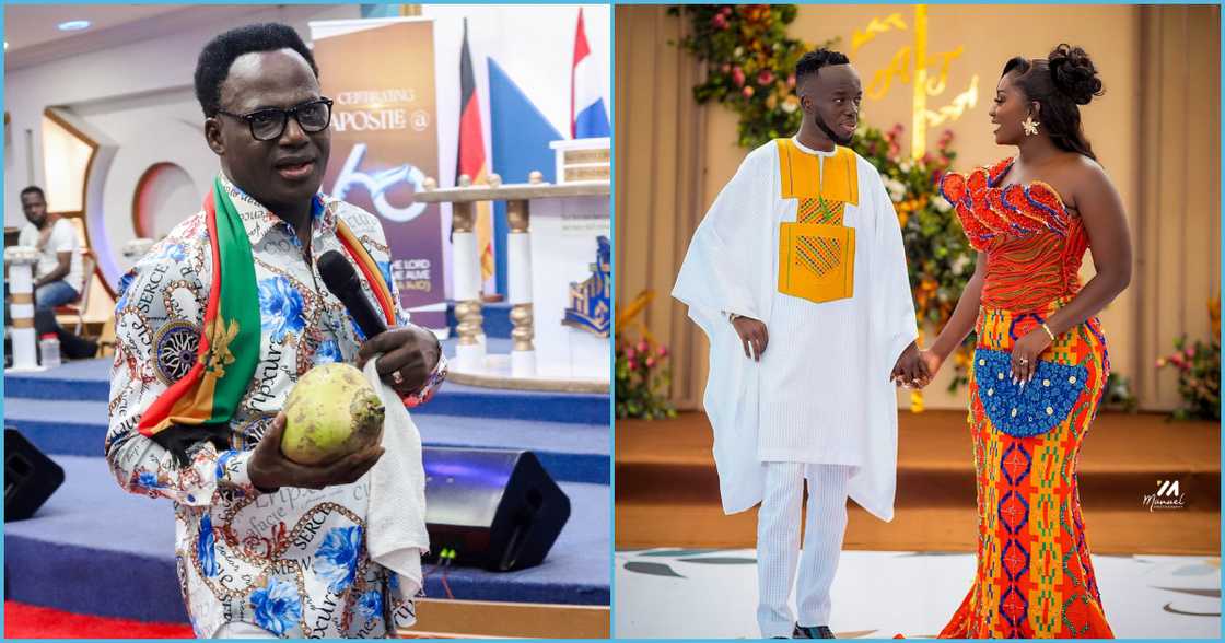 Photo of Akwaboah's with his new bride and a pastor Photo of Akwaboah's with his new bride and a pastor