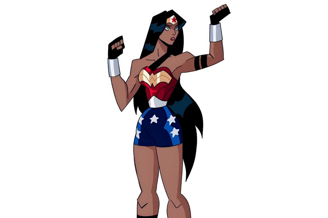 Wonder Woman is standing on a clear background