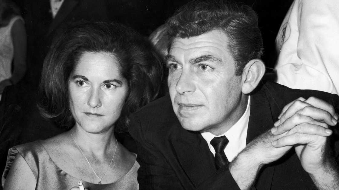 Andy Griffith sits at a restaurant table with his first wife, Barbara Edwards