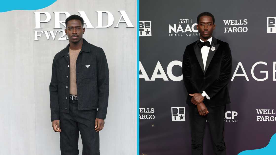 Damson Idris at the Prada Fall/Winter 2025 Menswear Fashion Show (L) and the 55th NAACP Image Awards at Hollywood Palladium (R) Damson Idris at the Prada Fall/Winter 2025 Menswear Fashion Show (L) and the 55th NAACP Image Awards at Hollywood Palladium (R)