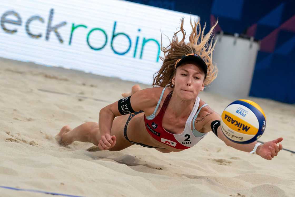 Female beach volleyball players