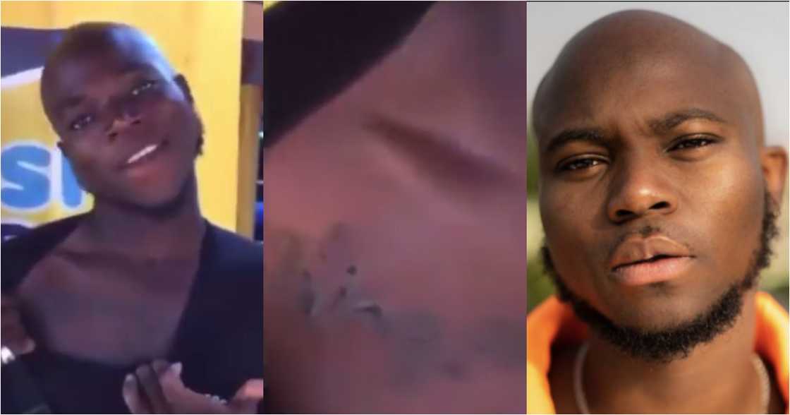 Diehard fan of King Promise tattoo's his name on his body, flaunts it in video Diehard fan of King Promise tattoo's his name on his body, flaunts it in video