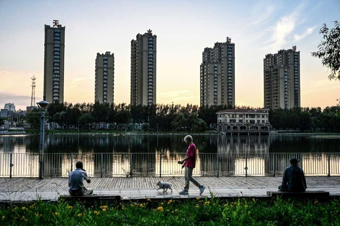 A lake near residential buildings in Hegang city in northeastern China's Heilongjiang province A lake near residential buildings in Hegang city in northeastern China's Heilongjiang province
