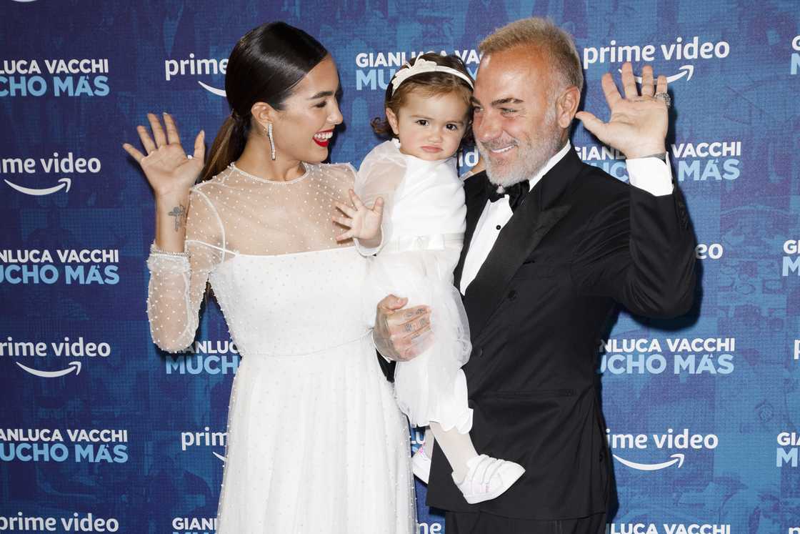 Sharon Fonseca, Blu Jerusalema Vacchi and Gianluca Vacchi. Sharon Fonseca, Blu Jerusalema Vacchi and Gianluca Vacchi.