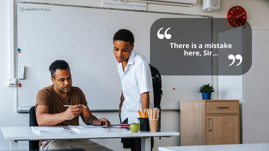 Teacher and student discussing exam results